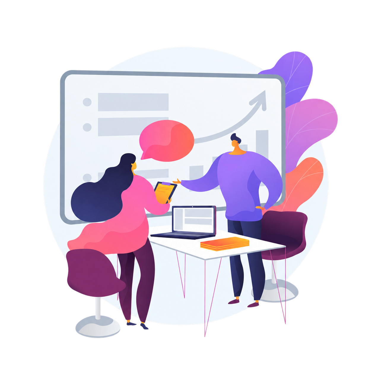 Consultancy team collaborating around a digital workspace